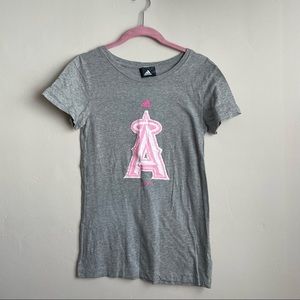 Adidas / Girl’s Gray & Pink Angels Baseball T-Shirt